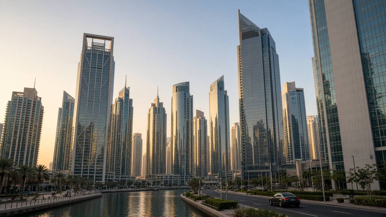 Downtown Dubai skyline near the Raj Digital office